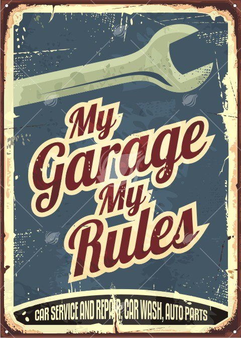 My Garage My Rules What Happens in the Metal Tin Sign MADE in the USA 