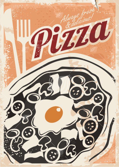 Retro pizza box design template Royalty Free Vector Image