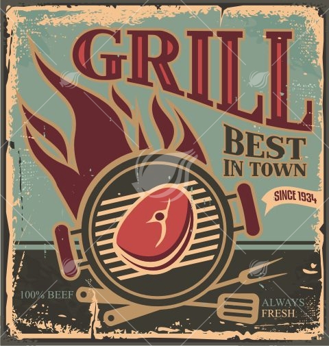 Grill vintage tin sign