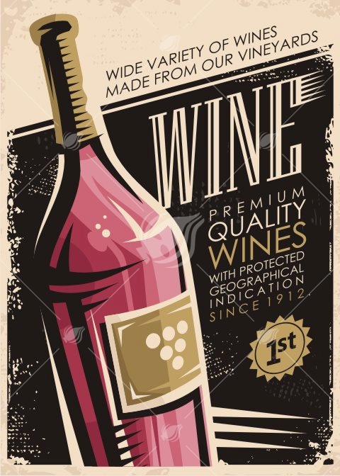 vintage wine bottle vector